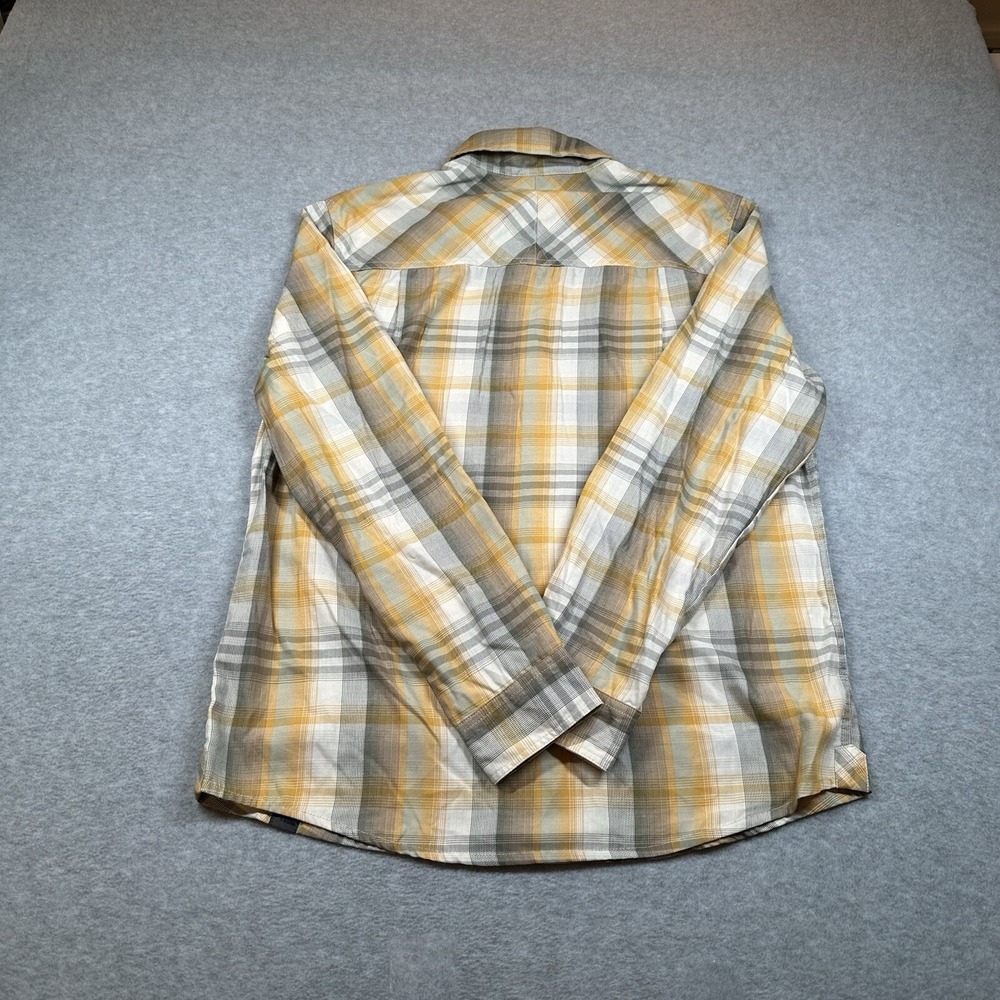 LL Bean Mens M Double Pocket Long Sleeve Yellow Plaid Outdoor Button Up Shirt - Picture 5 of 9